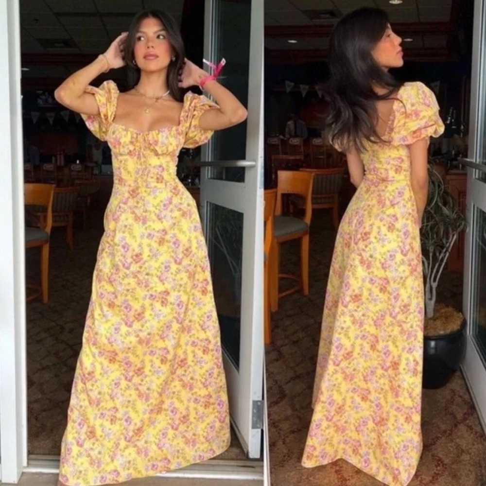 House of CB Floral Yellow Maxi Dress